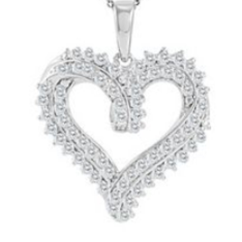 Sterling Silver 1/2 ct diamond heart pendant